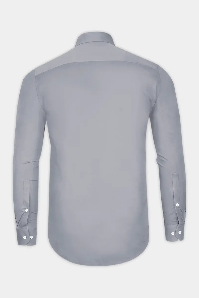 Grisoro-Slate Gray Subtle Sheen Super Soft Premium Cotton Tuxedo Dress Shirt 7