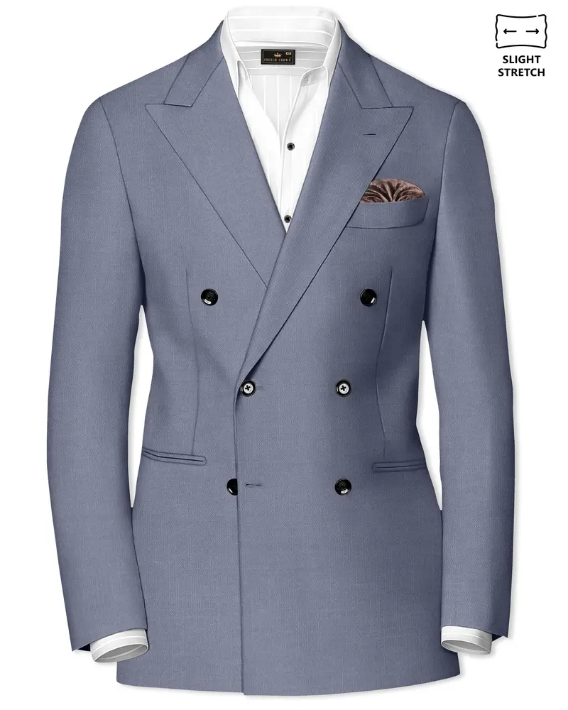 Grisoro-Storm Gray Wool Rich Slight Stretch Double Breasted Blazer 1