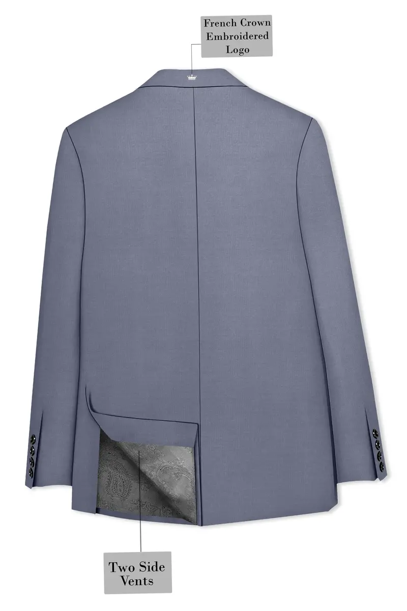 Grisoro-Storm Gray Wool Rich Slight Stretch Double Breasted Blazer 8