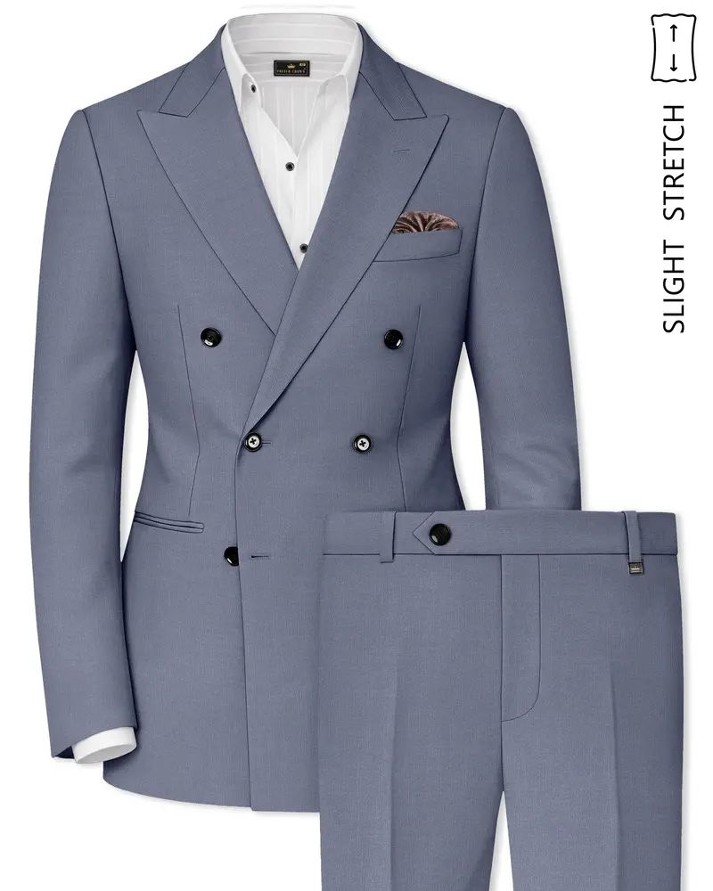 Grisoro-Storm Gray Wool Rich Slight Stretch Double Breasted Suit 1