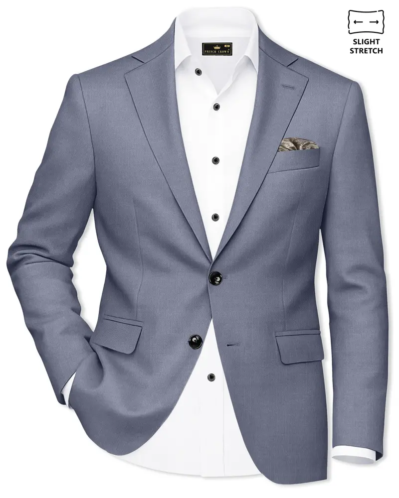 Grisoro-Storm Gray Wool Rich Slight Stretch Single Breasted Blazer 1
