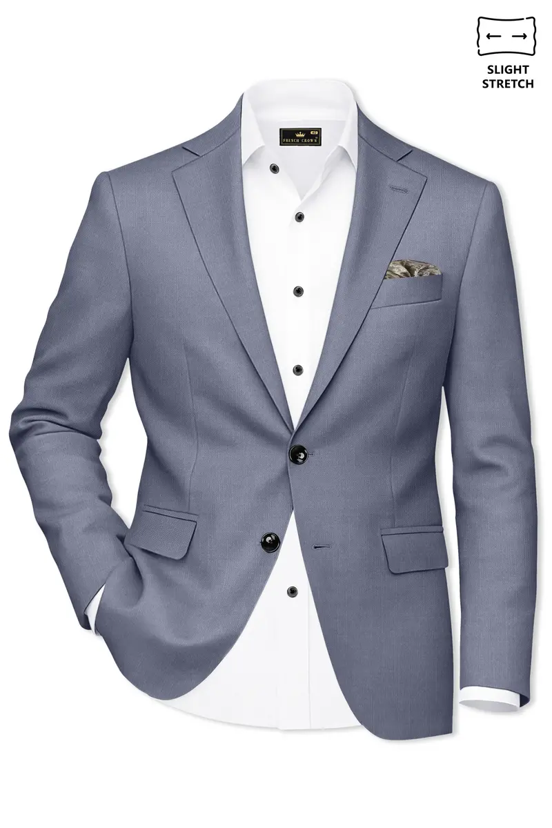 Grisoro-Storm Gray Wool Rich Slight Stretch Single Breasted Blazer 2