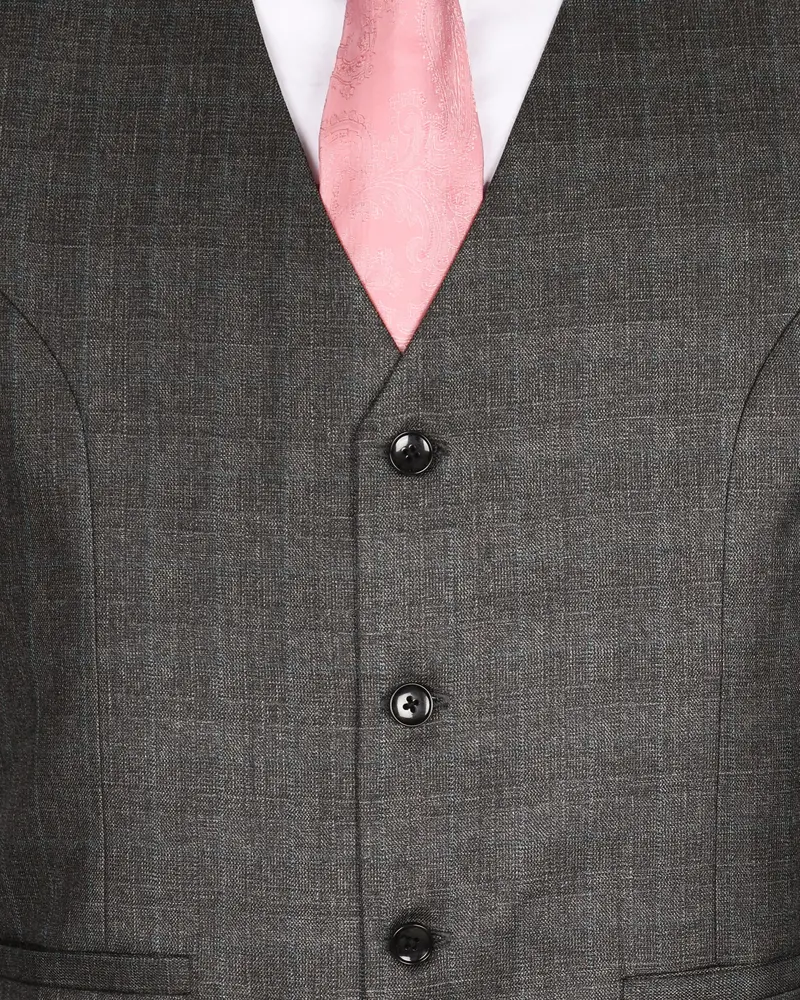 Grizzle Grey Subtle Windowpane Wool Rich Waistcoat 4