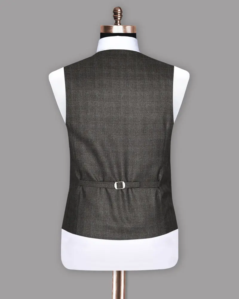 Grizzle Grey Subtle Windowpane Wool Rich Waistcoat 5