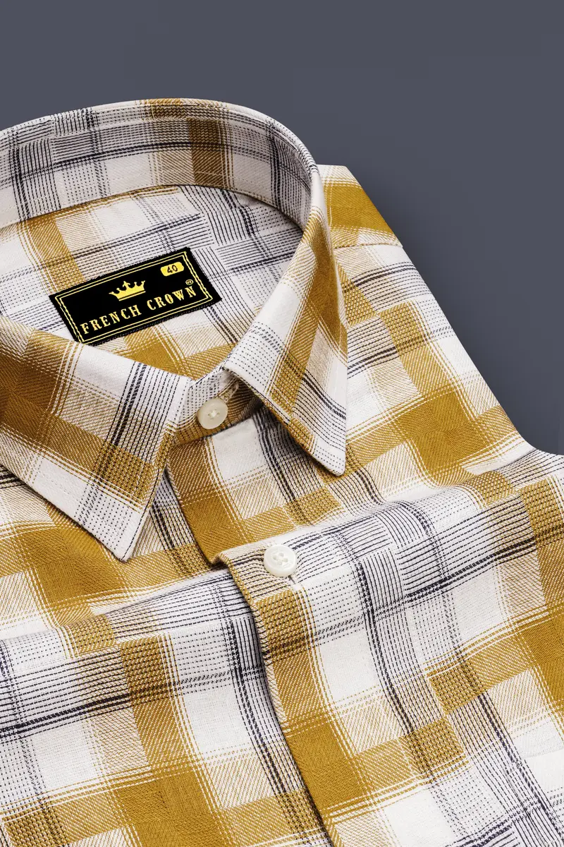 Guitar With Rhino Blue Twill Plaid Premium Cotton Shirt 2