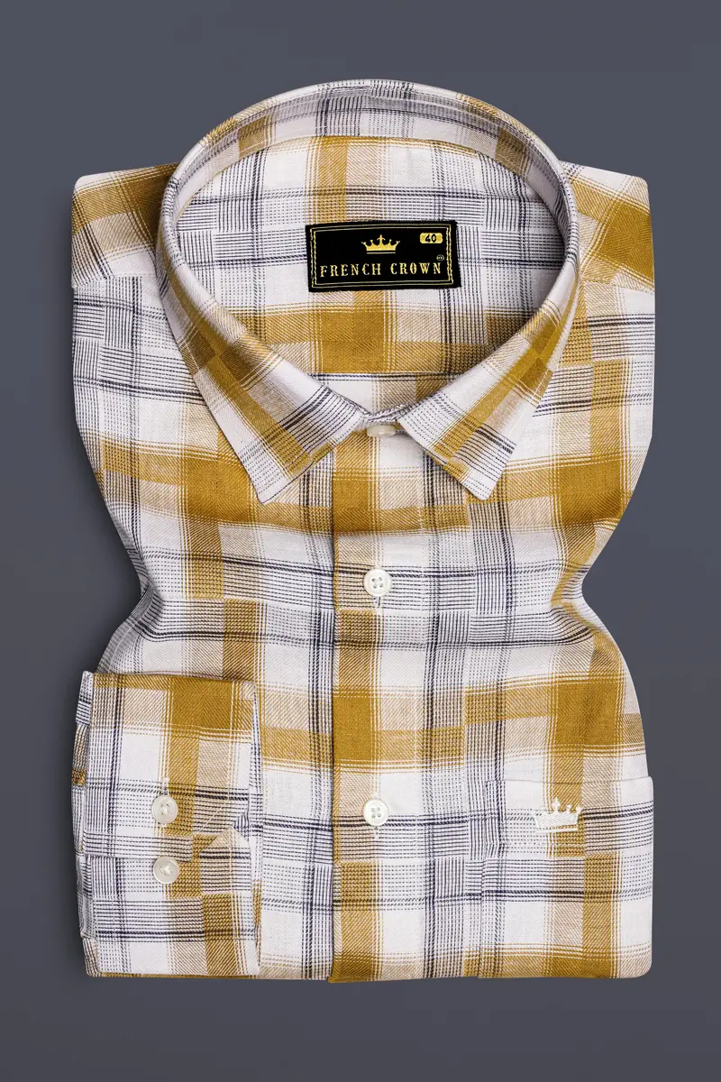 Guitar With Rhino Blue Twill Plaid Premium Cotton Shirt 4
