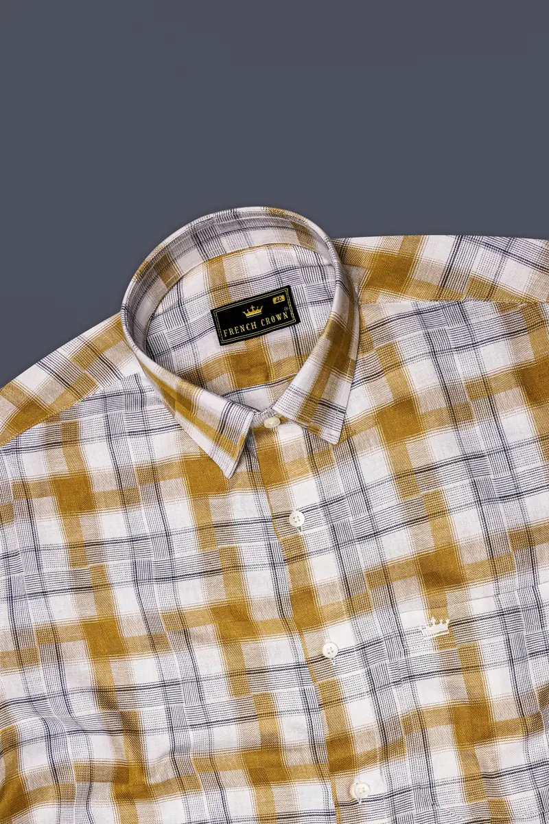 Guitar With Rhino Blue Twill Plaid Premium Cotton Shirt 5