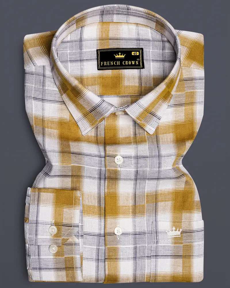 Guitar With Rhino Blue Twill Plaid Premium Cotton Shirt 6