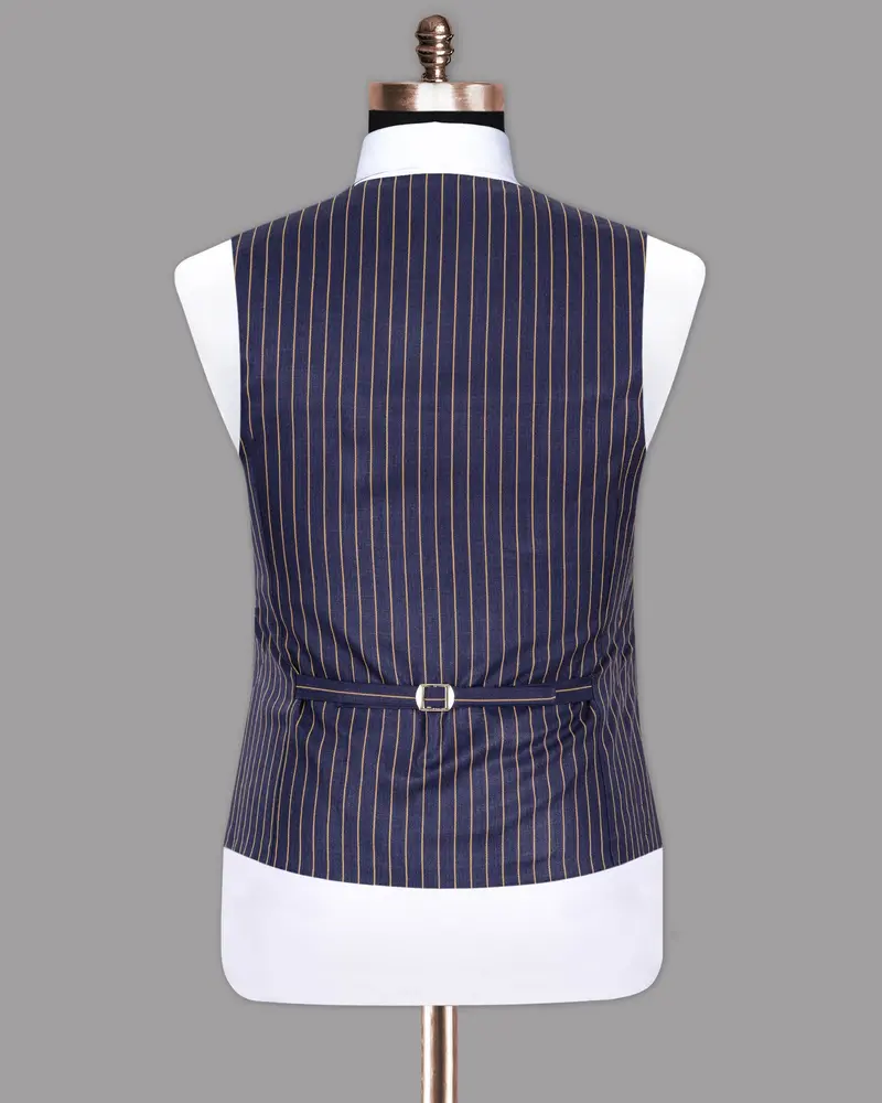 Gulf Blue Striped Premium Cotton Waistcoat 6