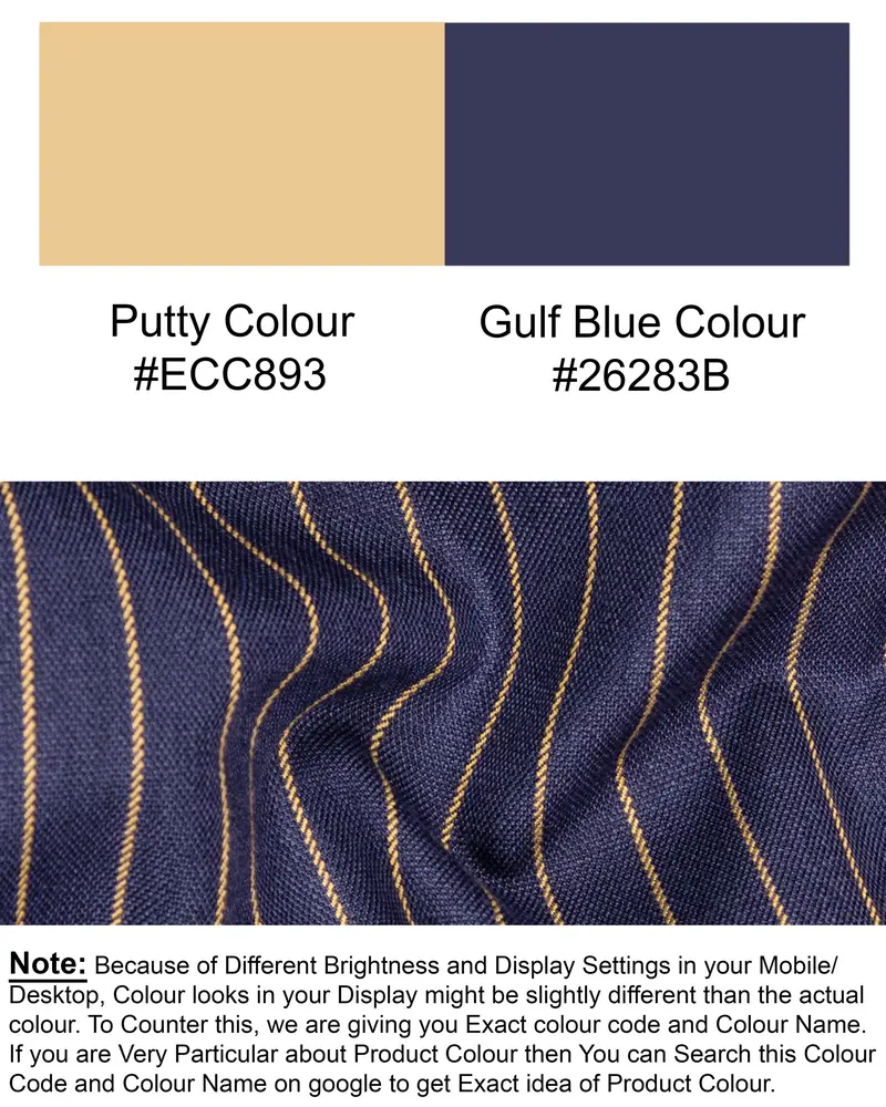 Gulf Blue Striped Premium Cotton Waistcoat 7