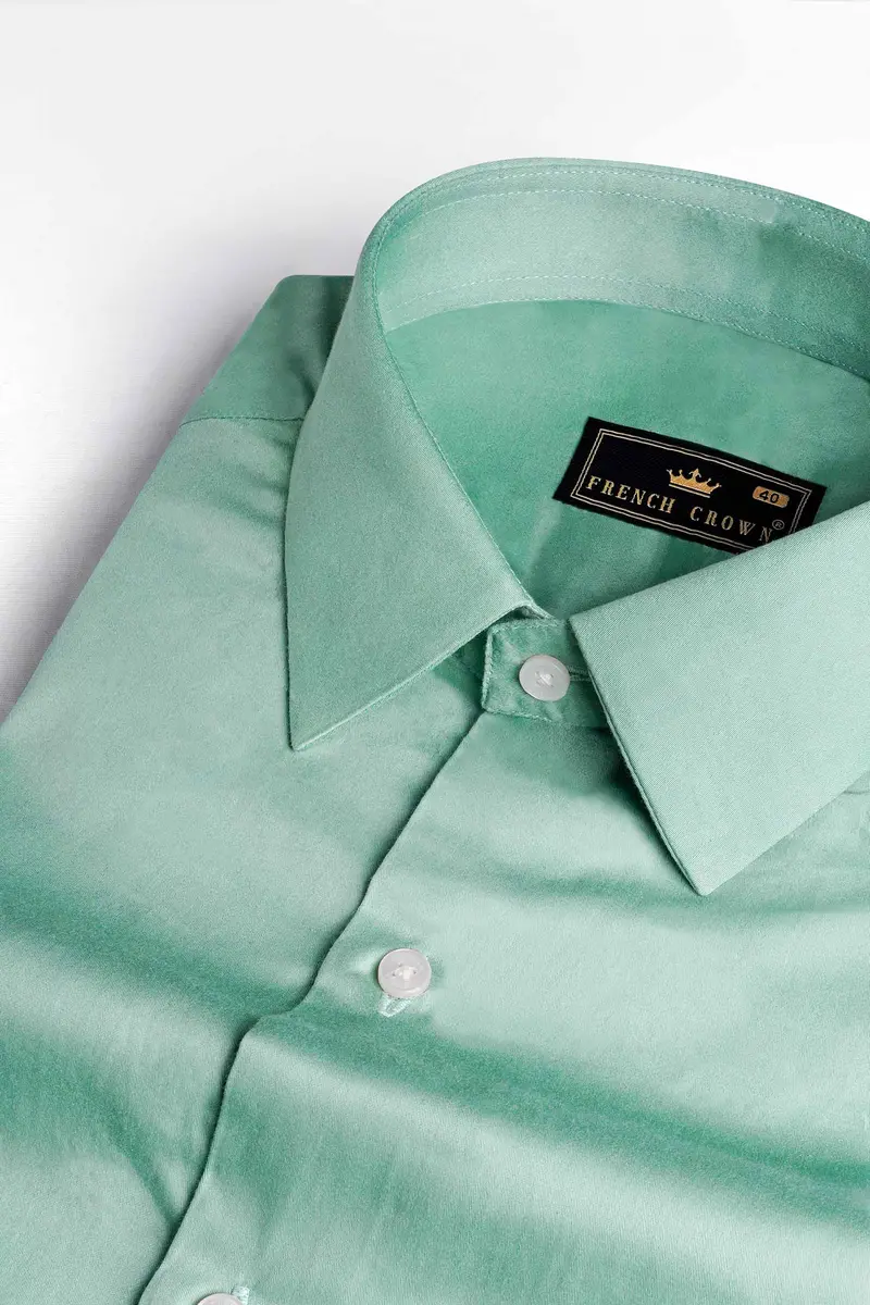 Gulf Stream Green Subtle Sheen Super  Soft Premium Cotton Shirt 1