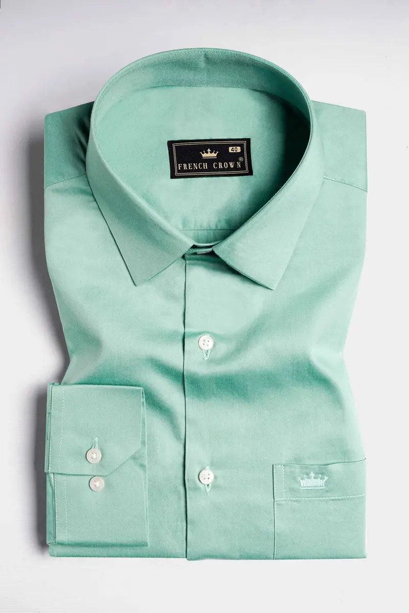 Gulf Stream Green Subtle Sheen Super Soft Premium Cotton Shirt 3