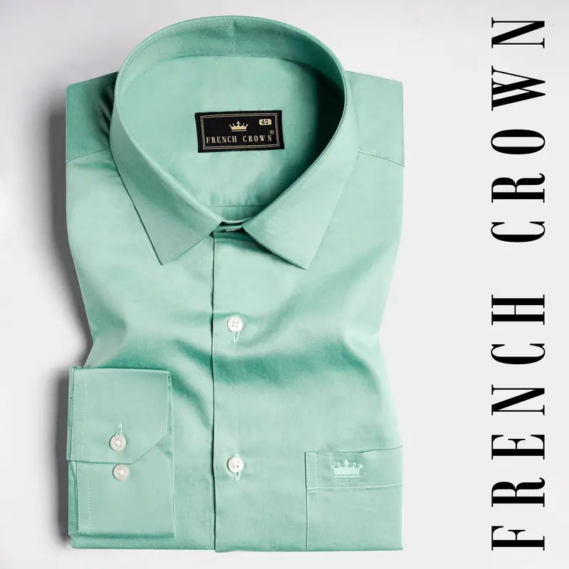 Gulf Stream Green Subtle Sheen Super Soft Premium Cotton Shirt 7