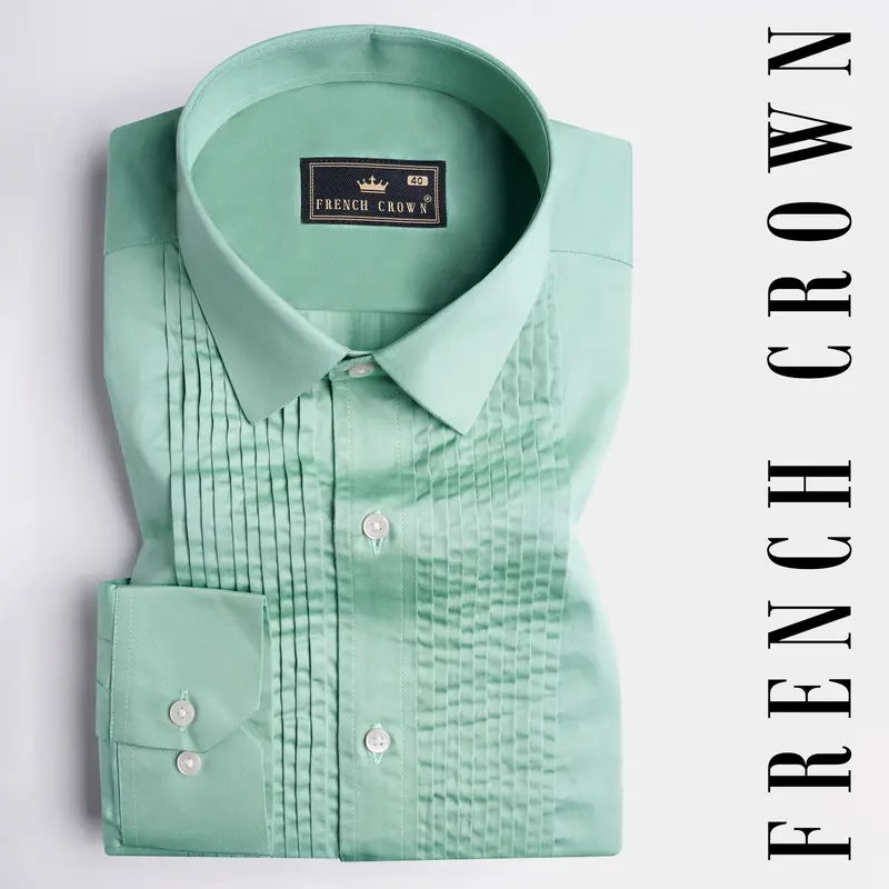 Gulf Stream Green Subtle Sheen Super  Soft Premium Cotton Tuxedo Shirt 1
