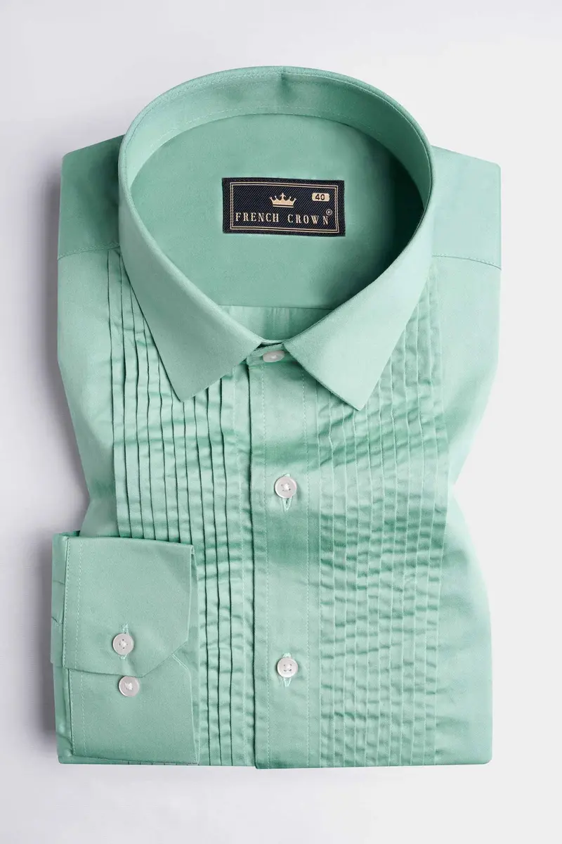 Gulf Stream Green Subtle Sheen Super Soft Premium Cotton Tuxedo Shirt 2
