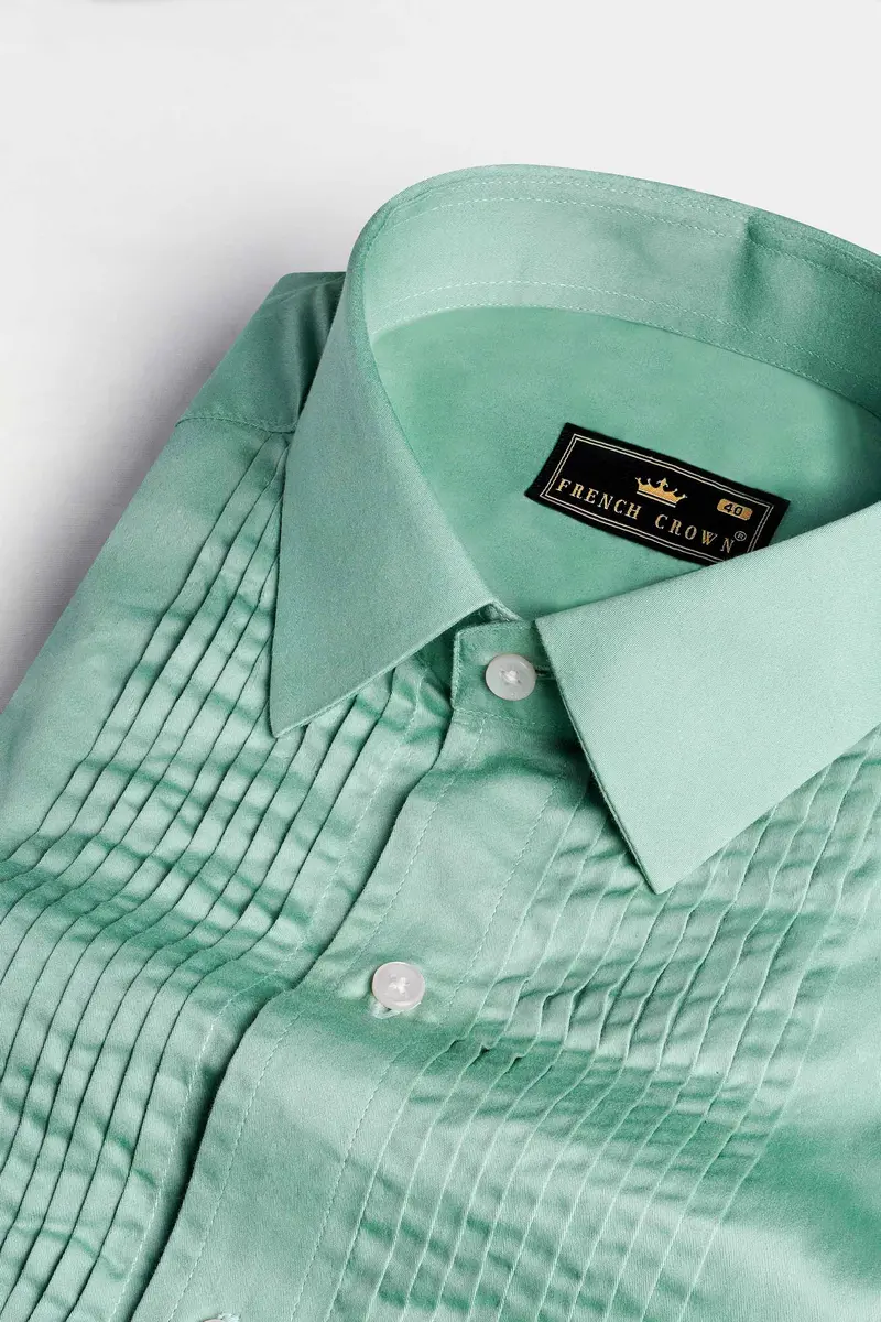 Gulf Stream Green Subtle Sheen Super Soft Premium Cotton Tuxedo Shirt 4