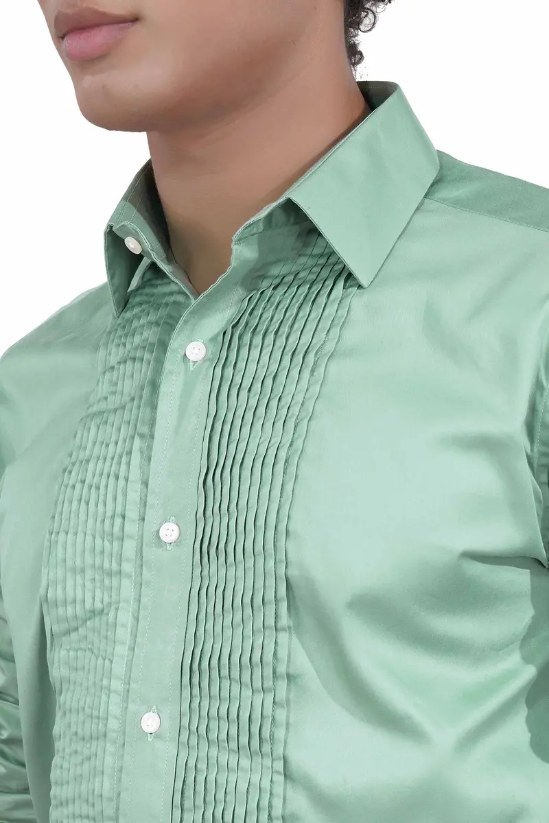 Gulf Stream Green Subtle Sheen Super Soft Premium Cotton Tuxedo Shirt 6