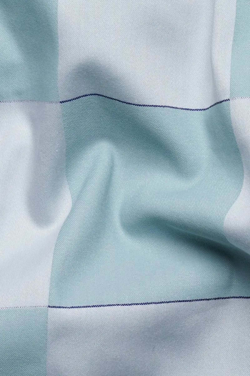 Gull Blue And Ghost Gray Checked Subtle Sheen Super Soft Premium Cotton Shirt 2
