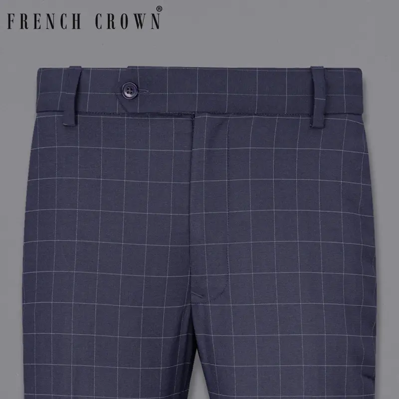 Gun Powder Blue Plaid Pant 1