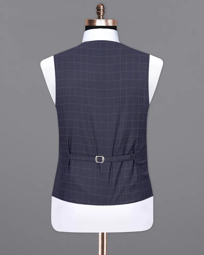 Gun Powder Blue Plaid Waistcoat 6