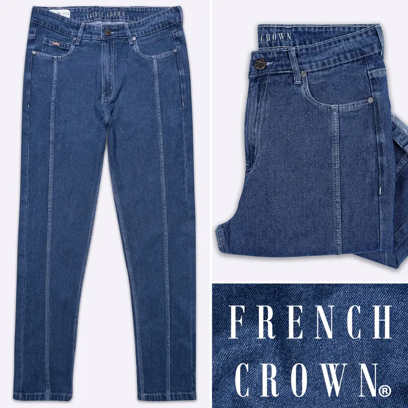 Gun Powder Blue Rinse Wash Denim 1