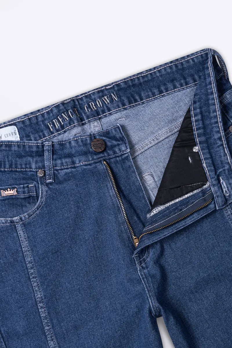 Gun Powder Blue Rinse Wash Denim 4