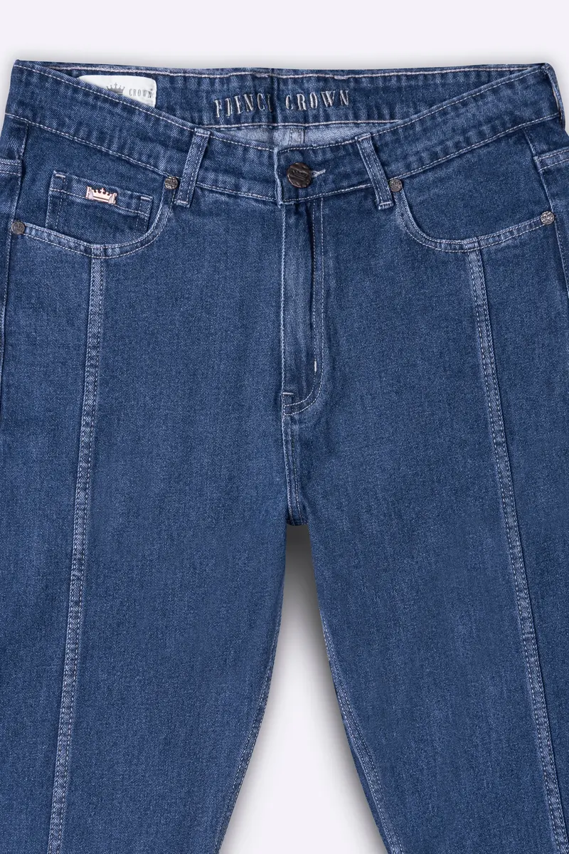 Gun Powder Blue Rinse Wash Denim 5