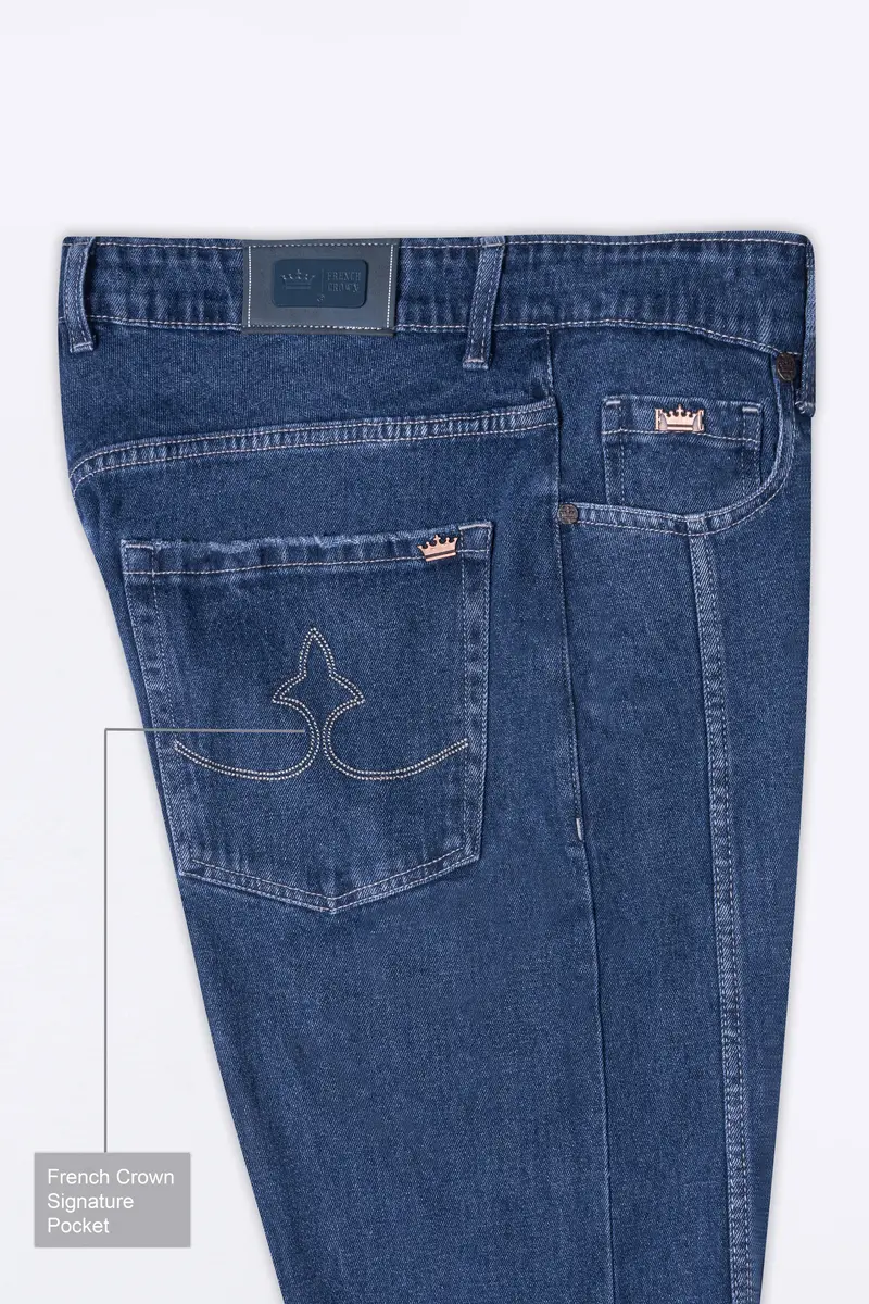 Gun Powder Blue Rinse Wash Denim 7