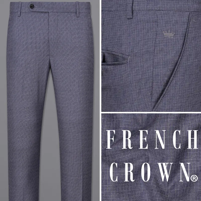 Gun Powder Blue Textured Pant 1