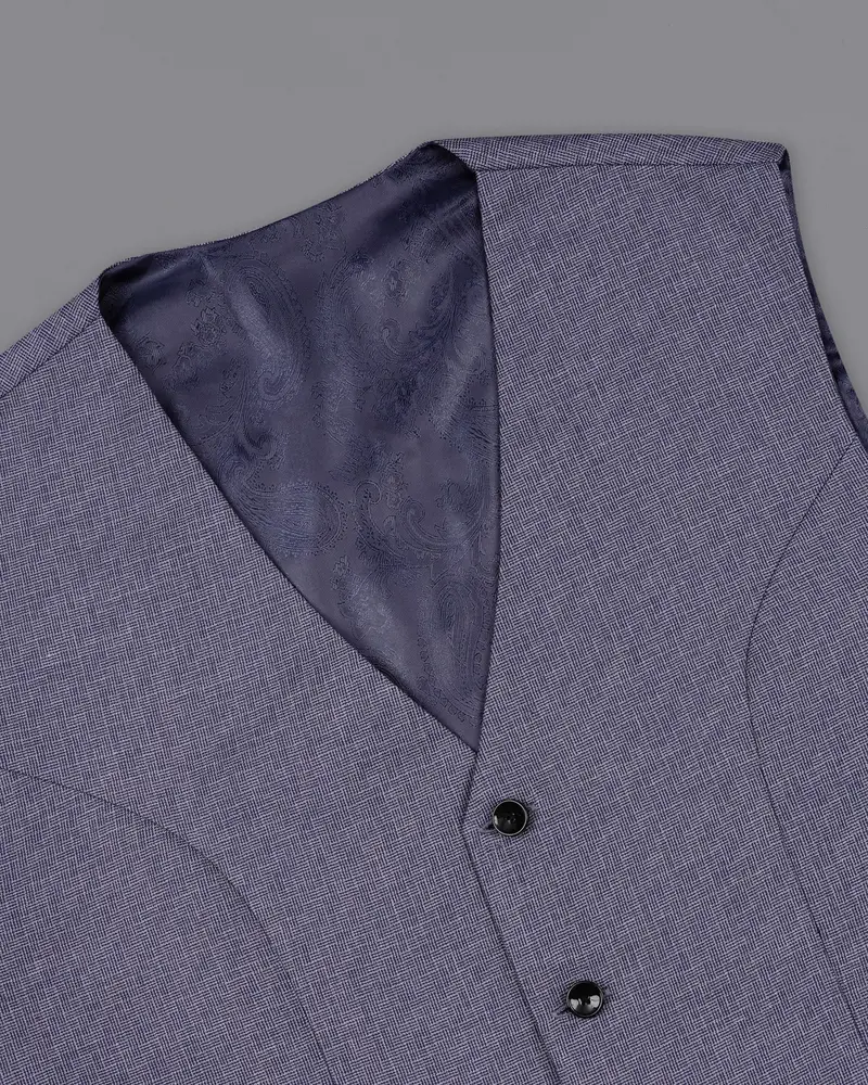 Gun Powder Blue Textured Waistcoat 4