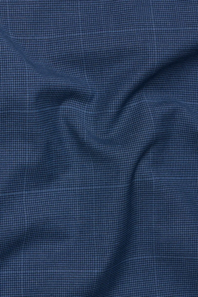 Gun Powder Blue Windowpane Wool Rich Stretchable Traveler Blazer 3