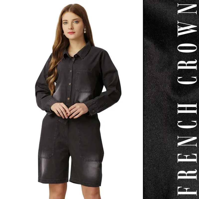 Gunmetal Black Denim Jumpsuit 1