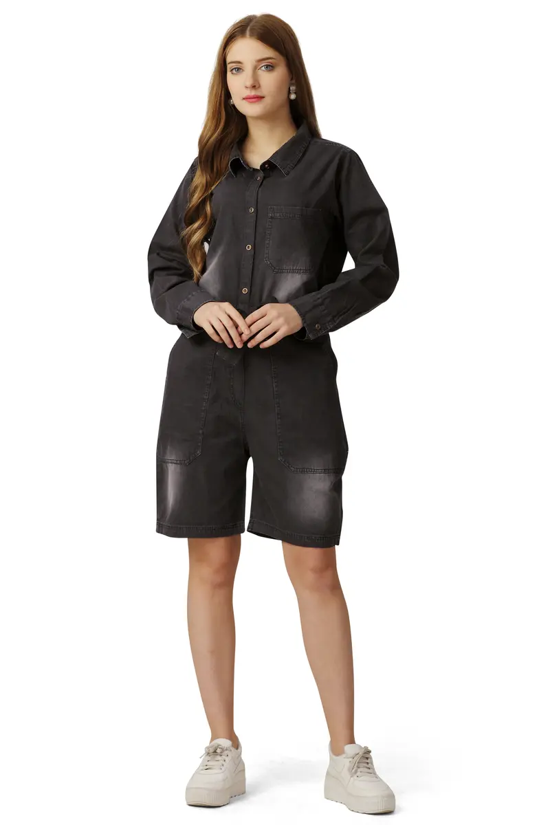 Gunmetal Black Denim Jumpsuit 2