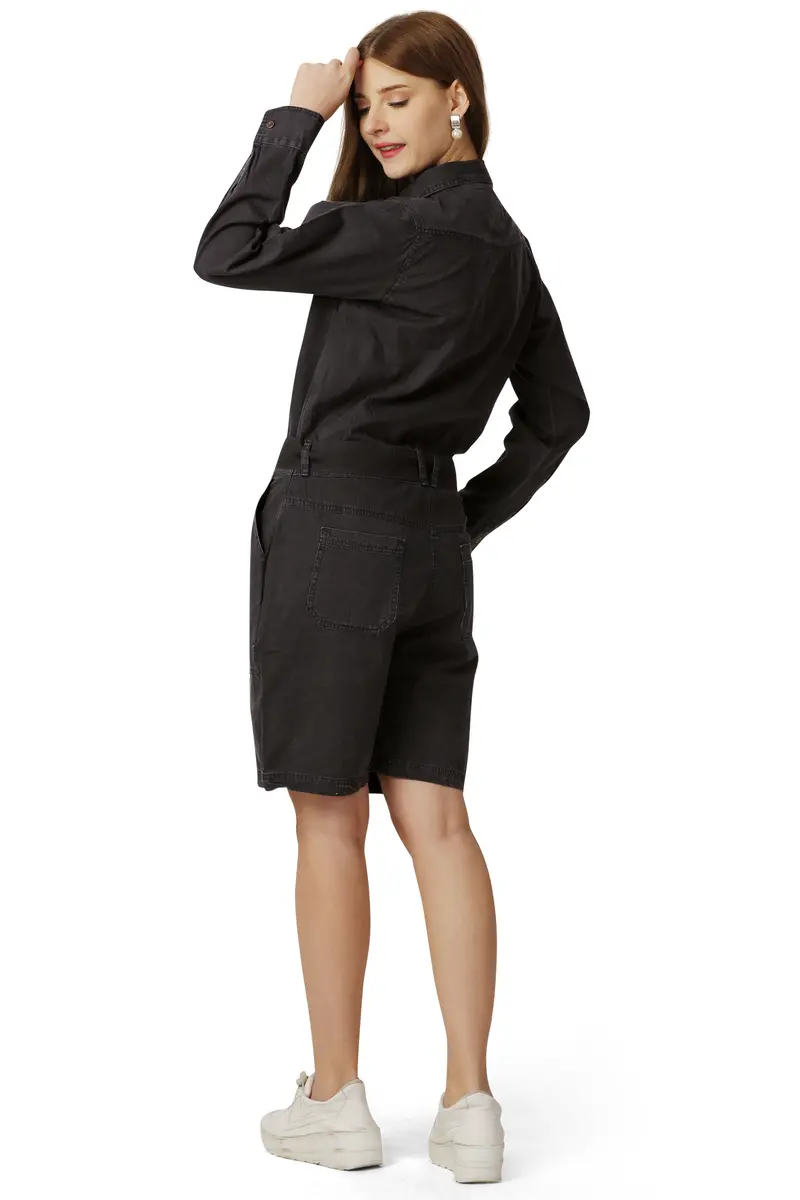 Gunmetal Black Denim Jumpsuit 5