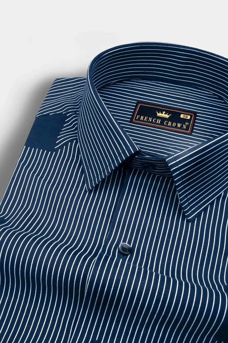 Gunmetal Blue 3D Box Patterned Premium Cotton Shirt 4