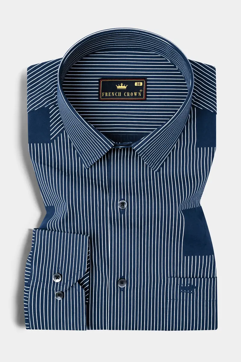 Gunmetal Blue 3D Box Patterned Premium Cotton Shirt 5