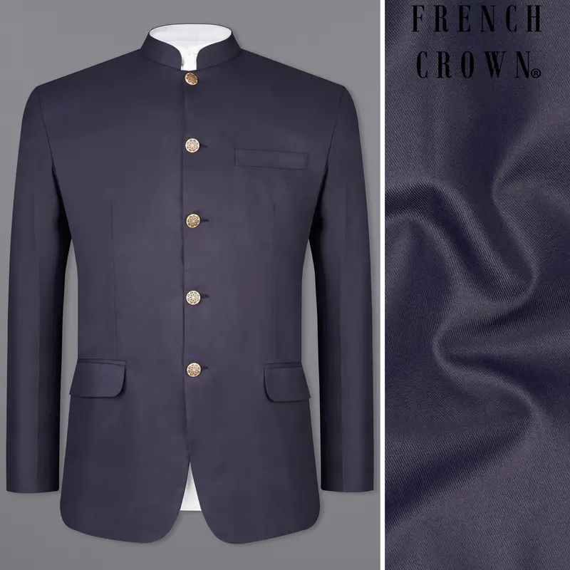 Gunmetal Blue Bandhgala Blazer 1