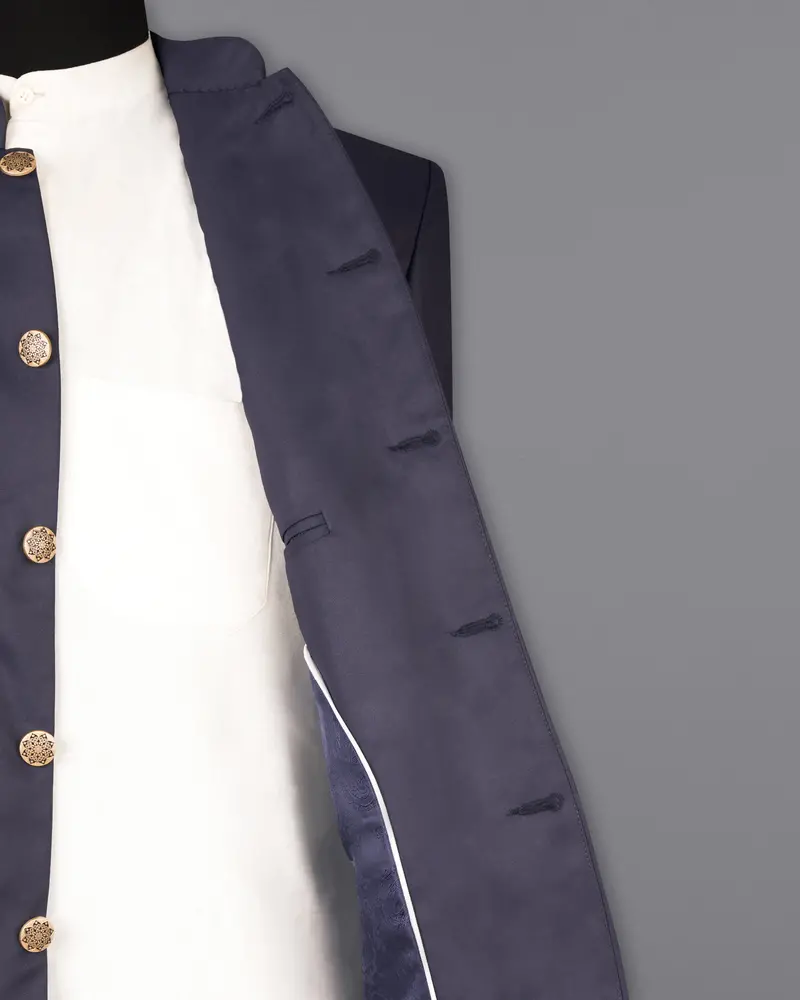 Gunmetal Blue Bandhgala Blazer 7