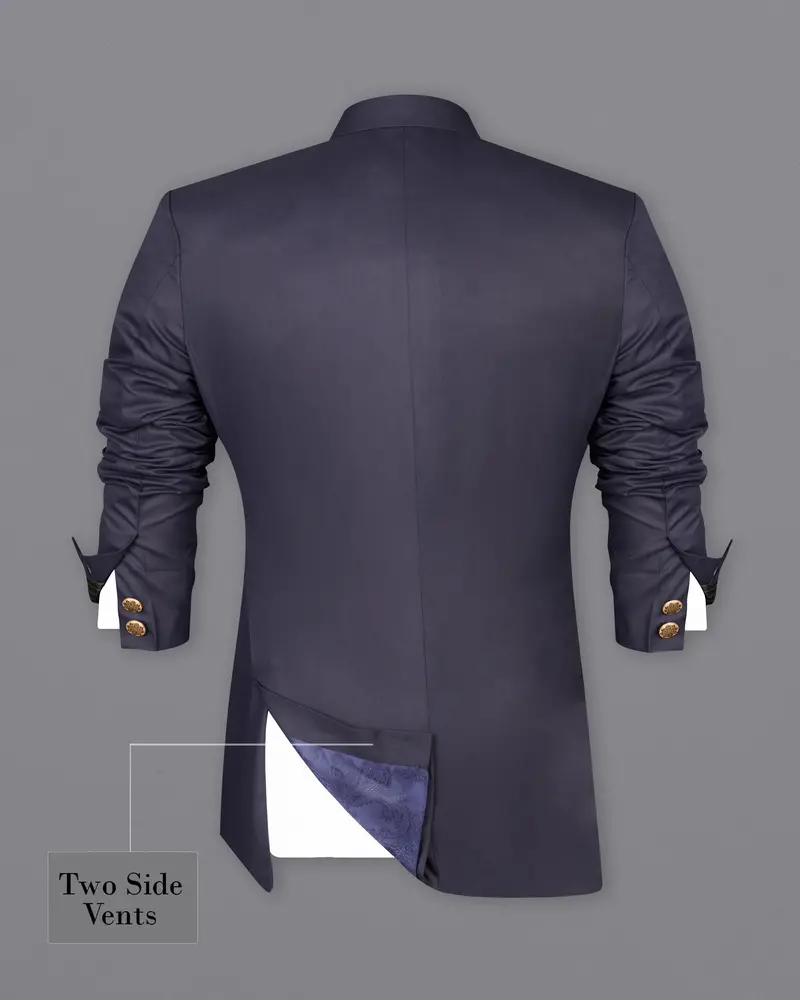 Gunmetal Blue Bandhgala Blazer 8
