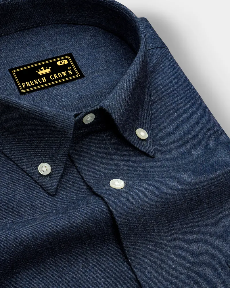 Gunmetal Blue Button Down Flannel Shirt 1