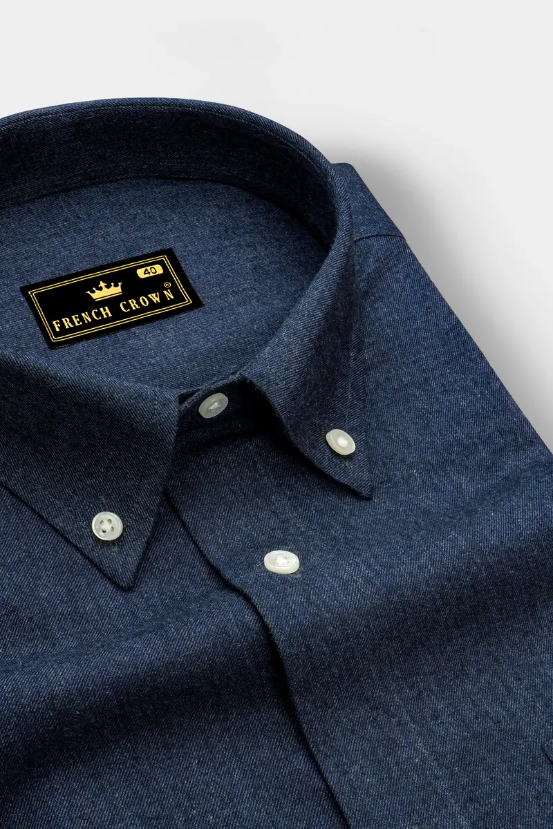 Gunmetal Blue Button Down Flannel Shirt 2