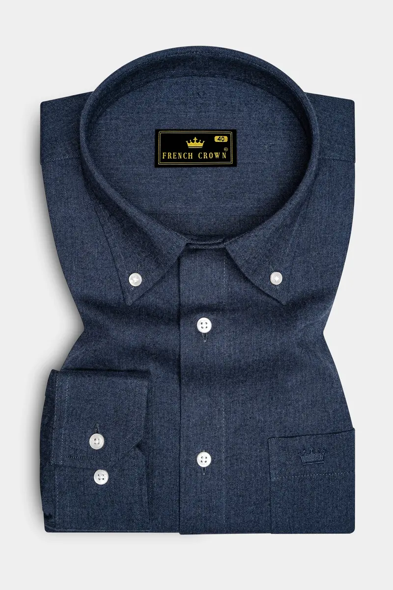 Gunmetal Blue Button Down Flannel Shirt 4