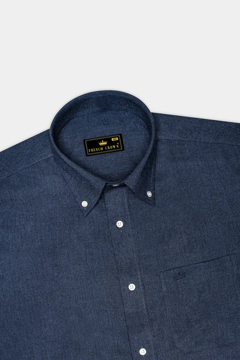 Gunmetal Blue Button Down Flannel Shirt 5