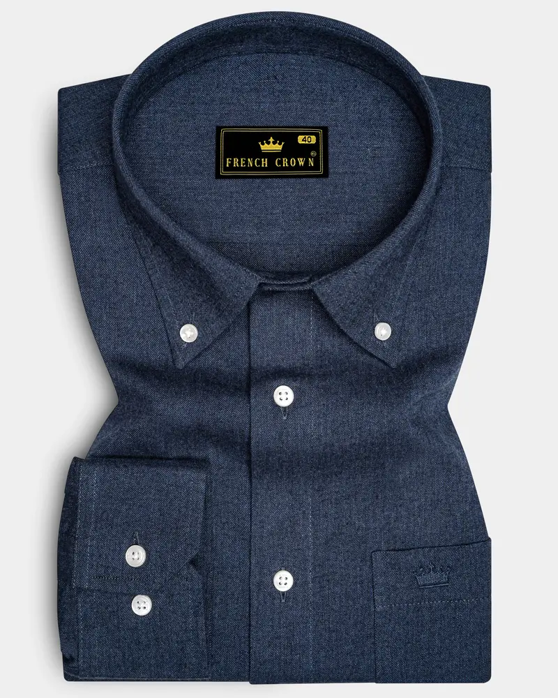 Gunmetal Blue Button Down Flannel Shirt 6