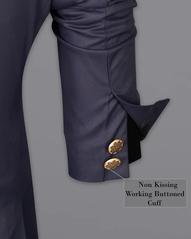 Gunmetal Blue Cross Placket Bandhgala Blazer 9