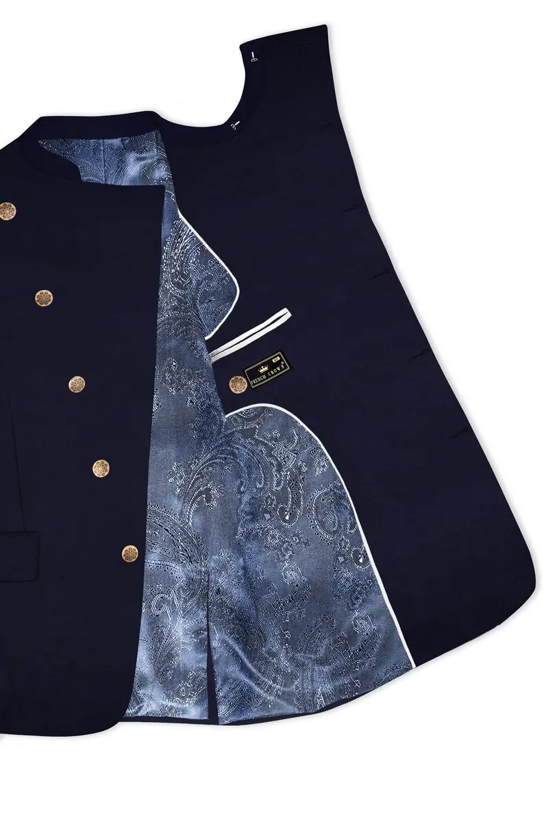 Gunmetal Blue Cross Placket Bandhgala Suit 5