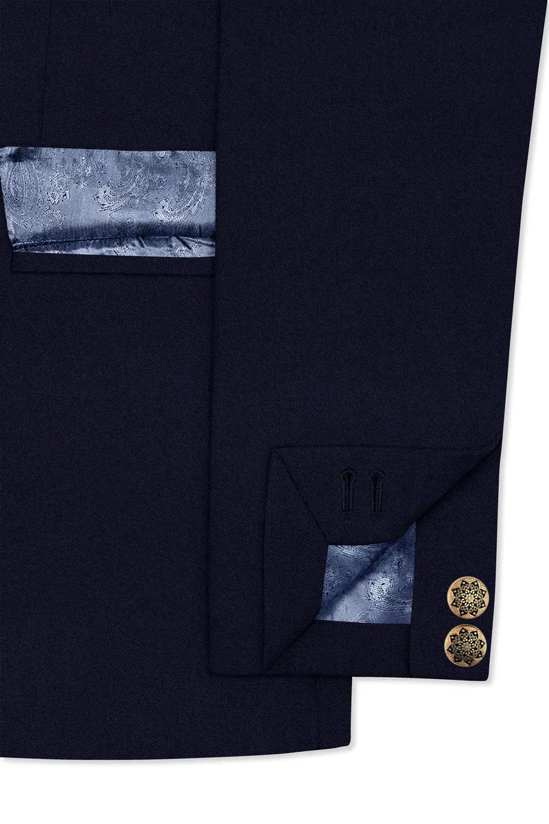 Gunmetal Blue Cross Placket Bandhgala Suit 6