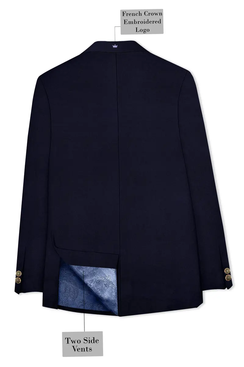 Gunmetal Blue Cross Placket Bandhgala Suit 8