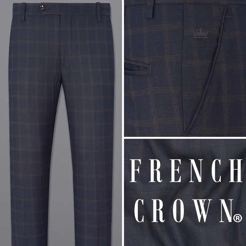 Gunmetal Blue Plaid Pant 1