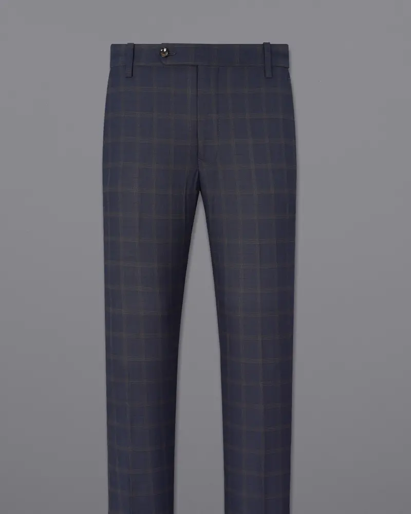 Gunmetal Blue Plaid Pant 4